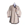 Beige Daura top with multicolour Dhaka-style trim and wrap ties