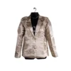 Champagne gold women’s Kuchin coat with endless knot brocade