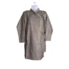 Charcoal Daura top with white piping and wrap tie