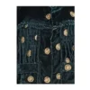 Close-up of pleats and gold butti on green velvet Cholo