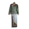 Emerald brocade Khenja with grey wrapper—full Tamang set