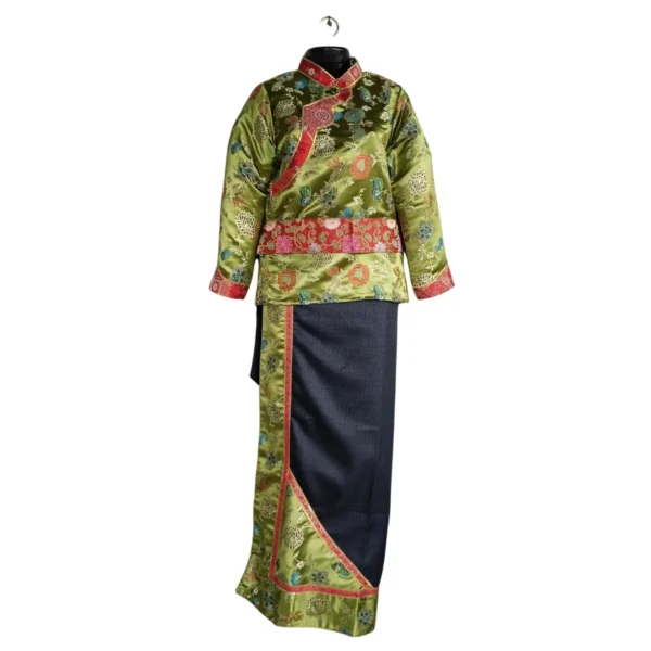 Full Tamang set olive Khenja and navy wrapper