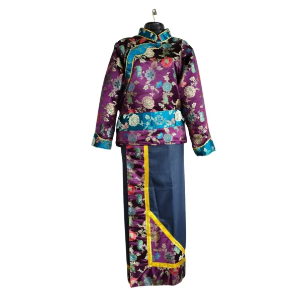 Full Tamang wrapper set—plum Khenja and charcoal wrapper