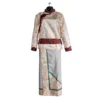 Ivory brocade Khenja with grey wrapper—front full set