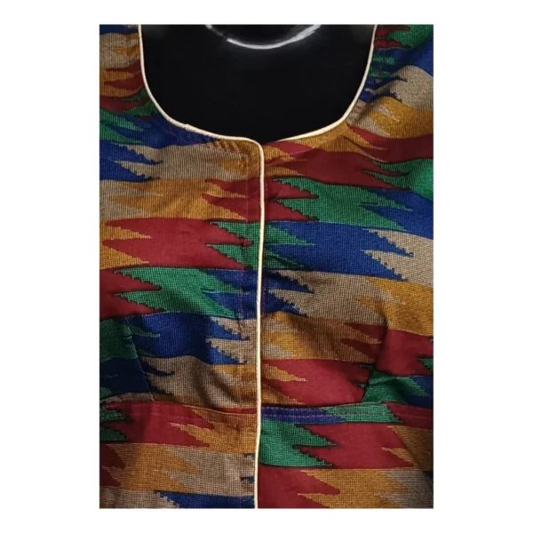 Close up detail shot of Multi-color geometric Subba blouse