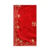 Close-up of red ghalek jari stone embroidery along the edge