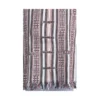 Close-up view of Lepcha stripe motifs, loop-toggle closures and fringe hem