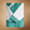 Detail of sea-green bakhu showing white wonju sleeve and woven auspicious motifs
