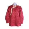 Festival red jacquard Khenja with cream floral border – front