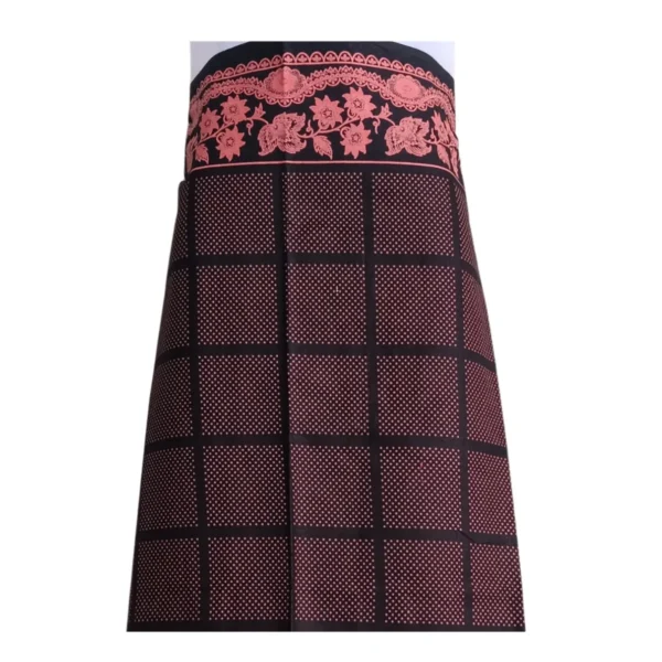 Gurung Pharia:Lungi in maroon checks with floral border on top and bottom – top view