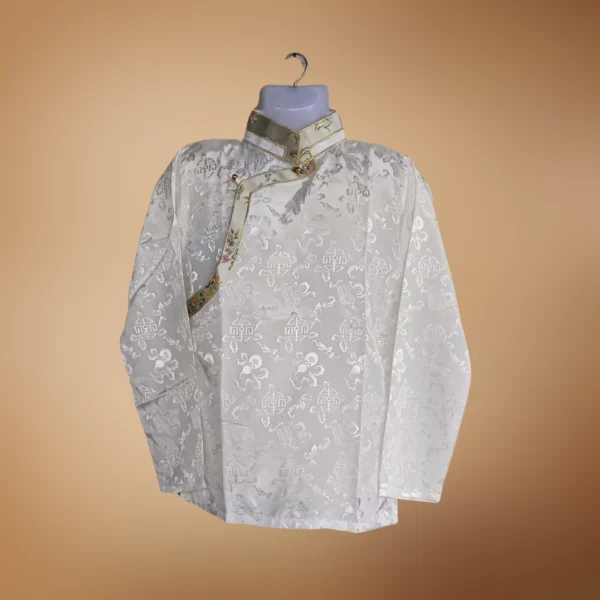 Ivory Akash Gola men’s Khenja with floral Tash Kuchin border