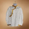 Ivory Khenja with bright mustard-gold border and cuff detail