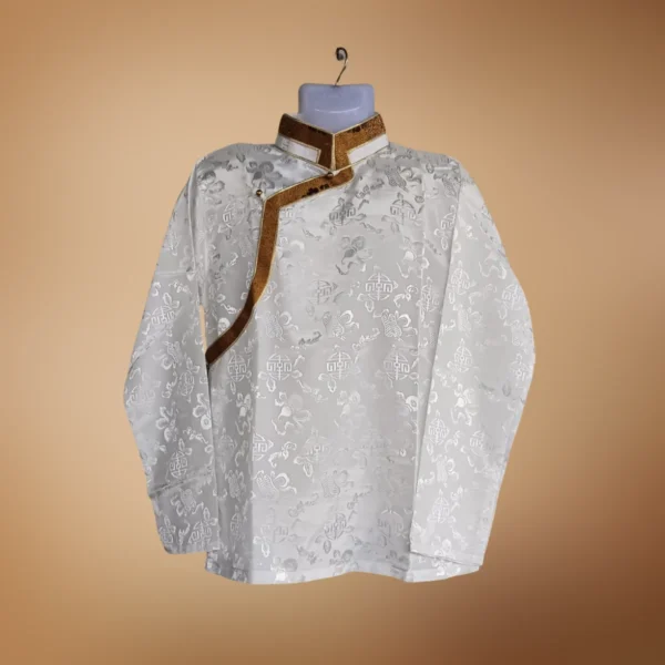 Ivory Khenja with dark antique-gold Tash Kuchin collar and placket