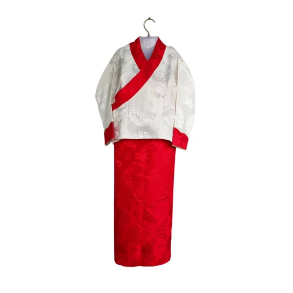 Kids Kira set with red border and red skirt