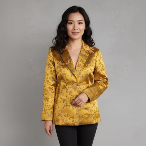 Lady in Mustard gold Kuchin coat