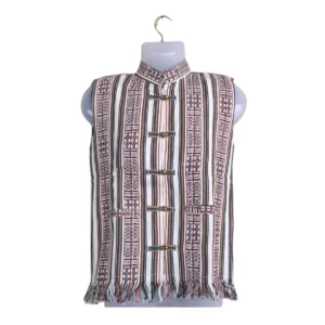 Lepcha sleeveless waistcoat with band collar and toggles – front