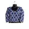Limbu blouse in navy and grey triangle weave with piping, front view
