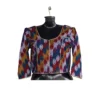 Limbu women’s cotton blouse in mixed shades with handloom-look pattern