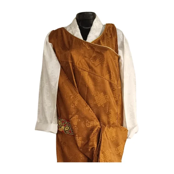 Mustard Lepcha Gada jacquard dress – front