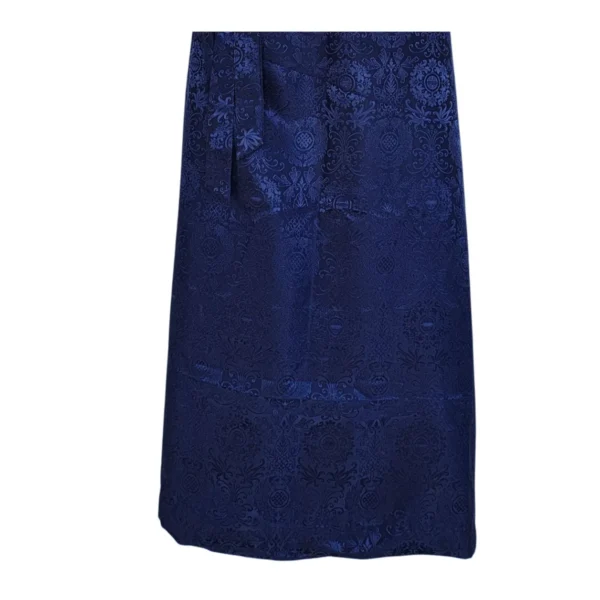 Navy jacquard wrap bakhu skirt with woven auspicious motifs