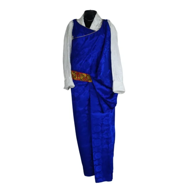 Royal blue Lepcha Gada jacquard dress – full length
