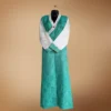 Sea-green jacquard one-piece bakhu with attached white wonju – front view