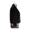 Side view of black velvet blouse showing sleeve and hem finish