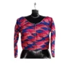 Subba Limbu cotton blouse in pink and blue geometric print
