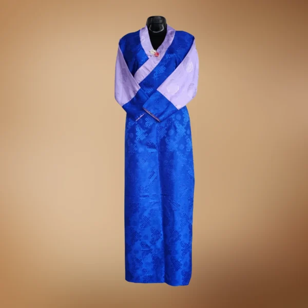 blue bakhu with lavender wonju sleeve contrast – full length front