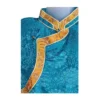 close up - Turquoise jacquard Khenja with gold border