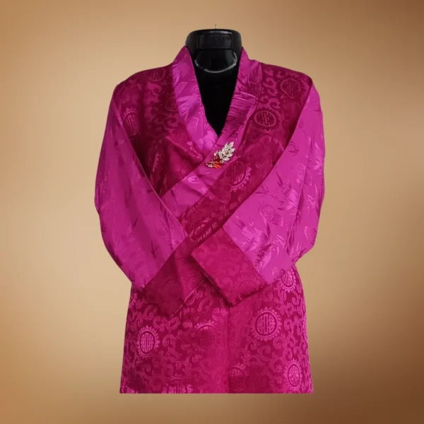 fuchsia bakhu with white wonju sleeves