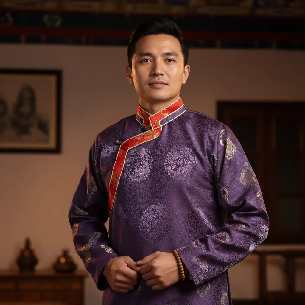 Man wearing a tibetan Khenja