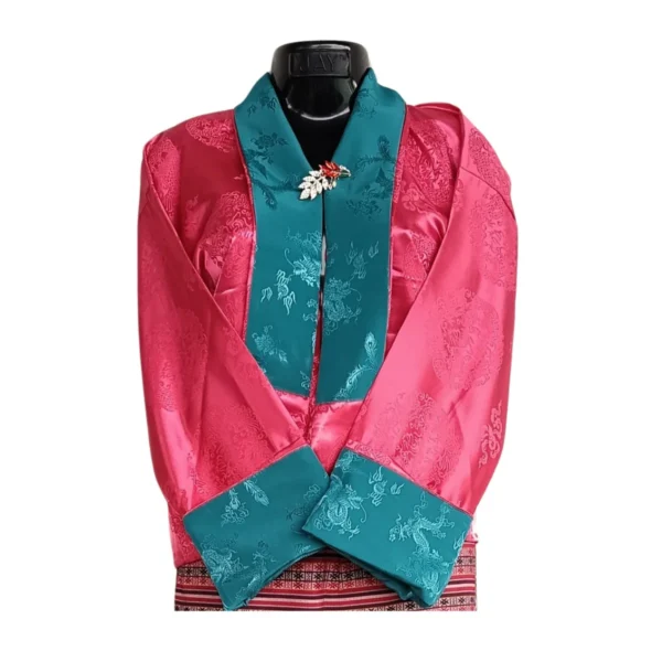 rose pink Tego with pink striped wrapper – front view