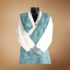 teal bakhu with white wonju sleeves