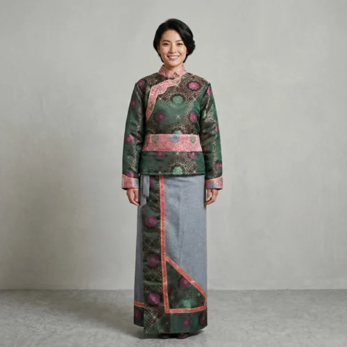 Beautiful girl wearing Emerald Tamang wrapper set