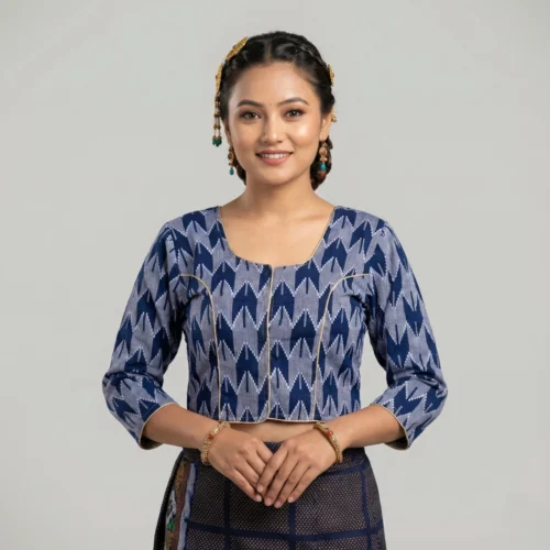 Girl wearing navy Limbu blouse