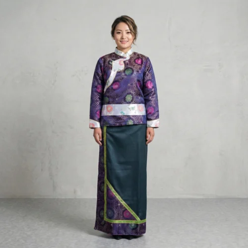 Woman in purple Tamang wrapper set