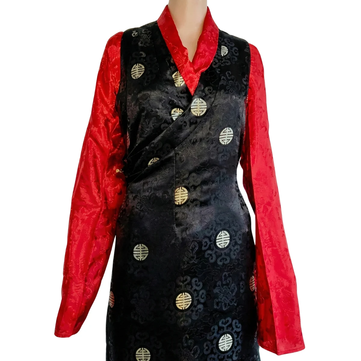 Black bakhu with red honju front view