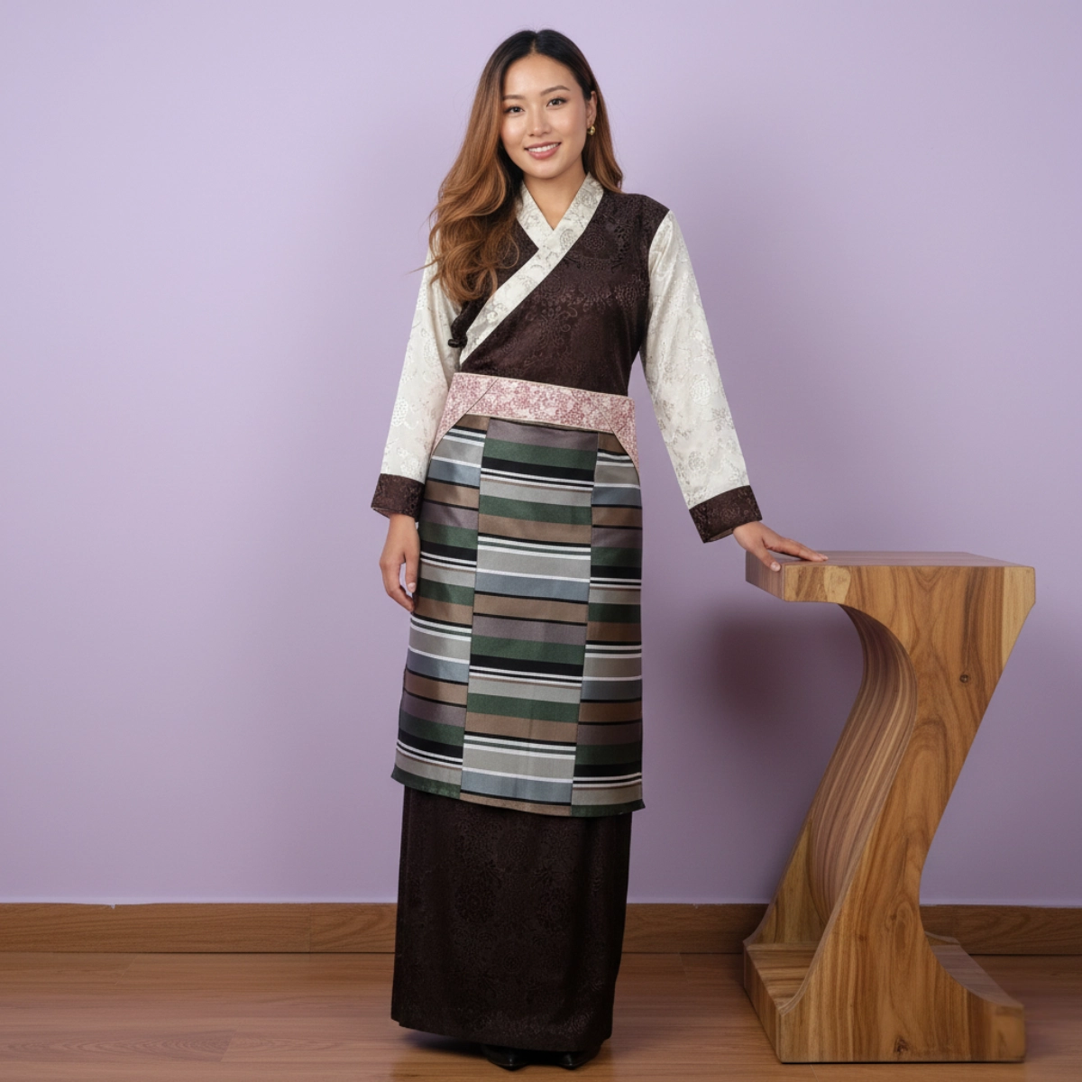 Woman wearing Magenta border Pangden