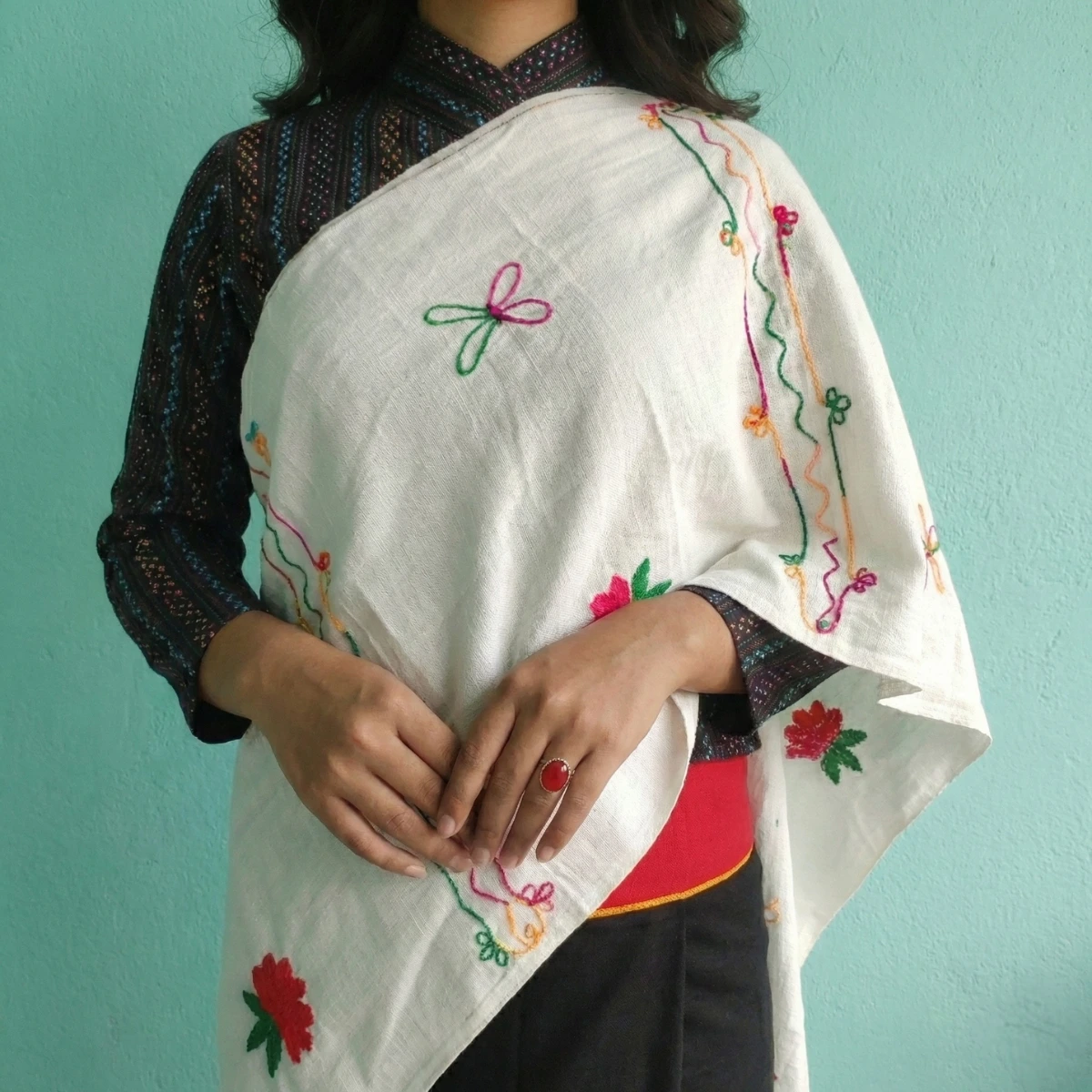 Embroidered cotton rai shawl Embroidered cotton rai shawl