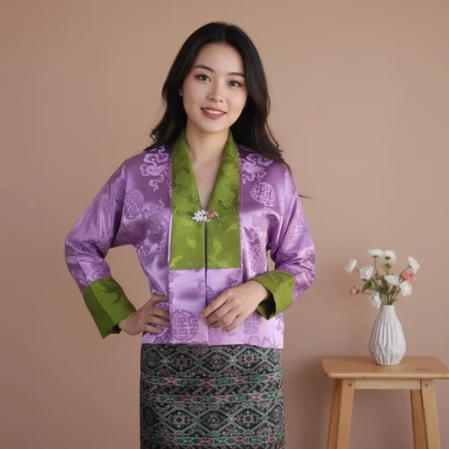 Girl in Green jacquard Tego top