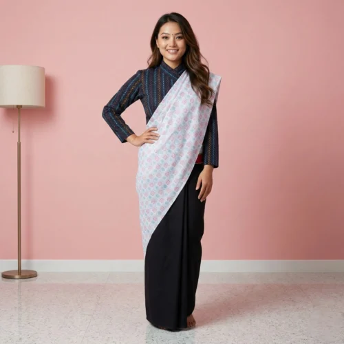 Model wearing Nepali Rai Shawl