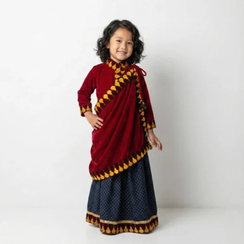 Rai lehenga 3 piece set for girls in maroon