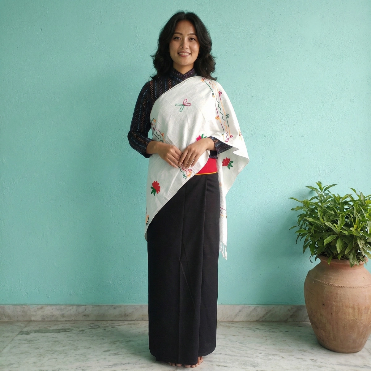 Womens cotton rai embroidered shawl Womens cotton rai embroidered shawl