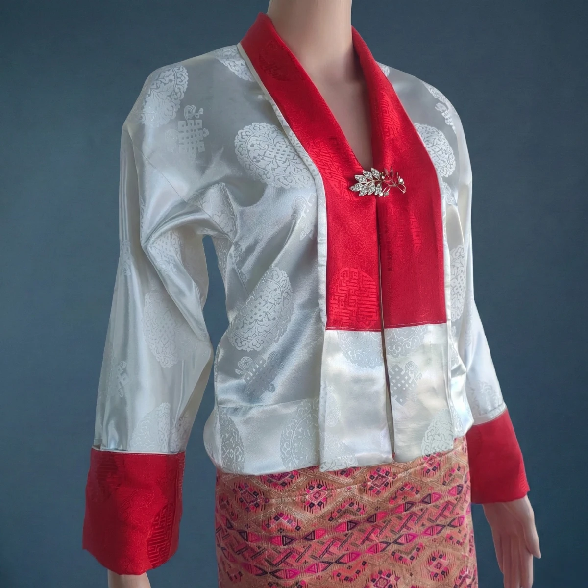 Women's jacquard Tego top in white