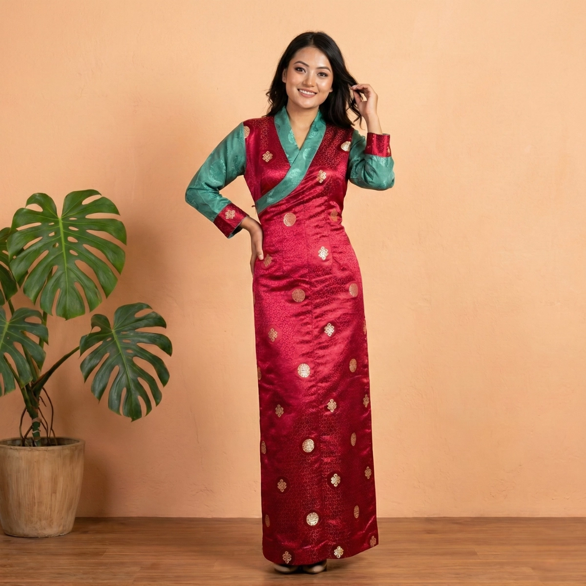 model styling magenta One-Piece Chuba