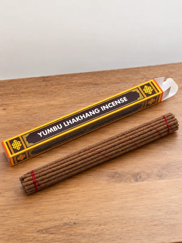 Yumbu lhakhang incense yellow box with stick bundle