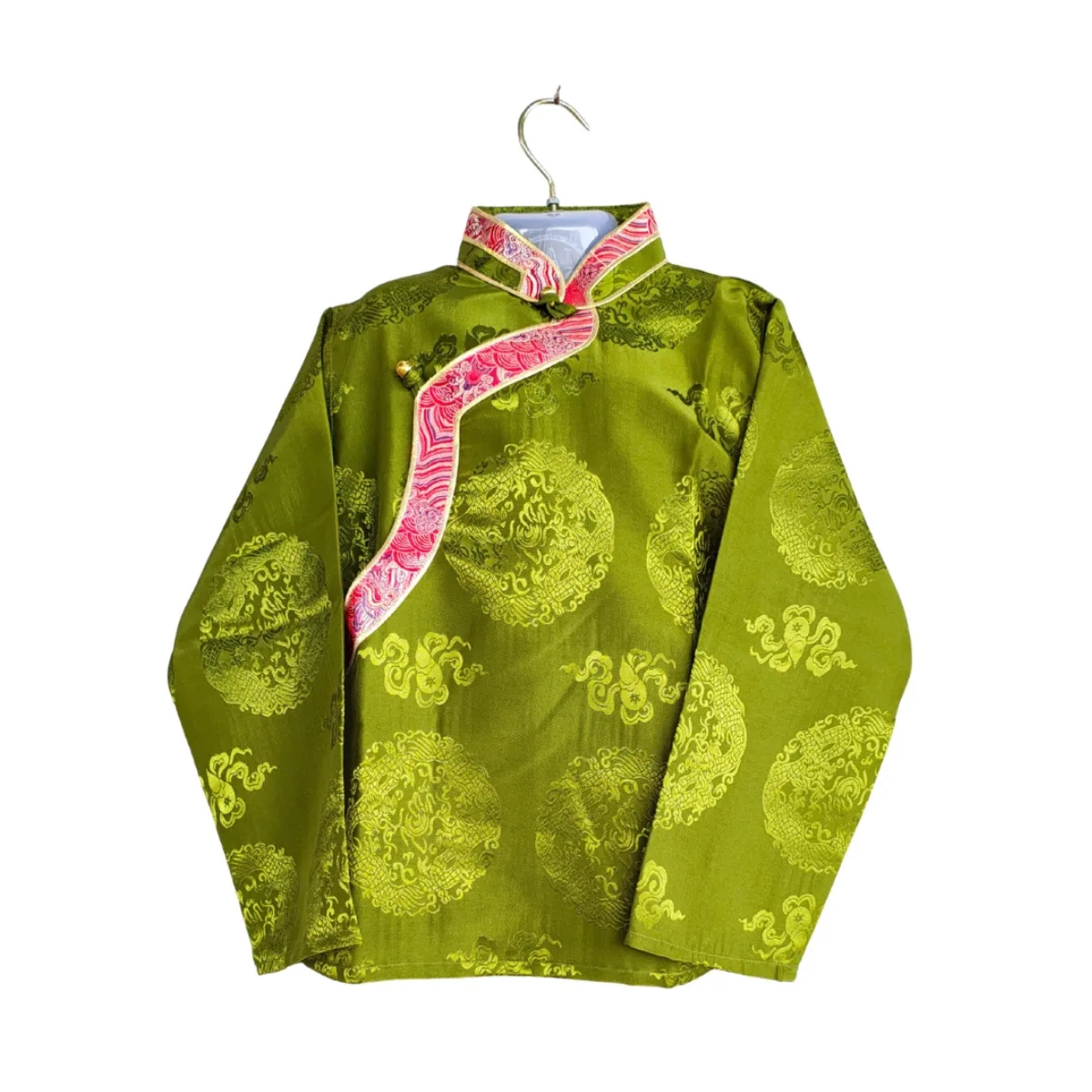 Leaf green kids Khenja jacket in jacquard