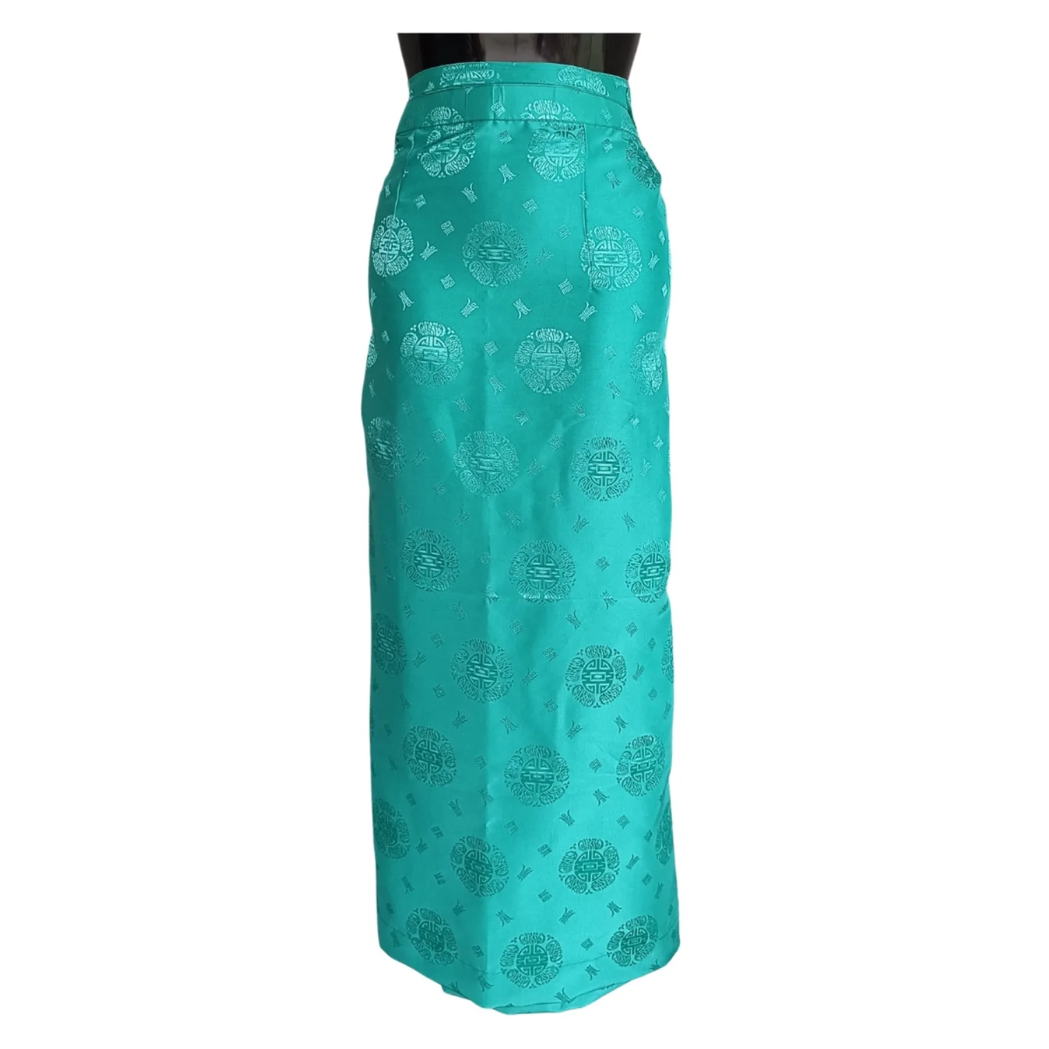 Turquoise Half Bakhu with jacquard auspicious medallions