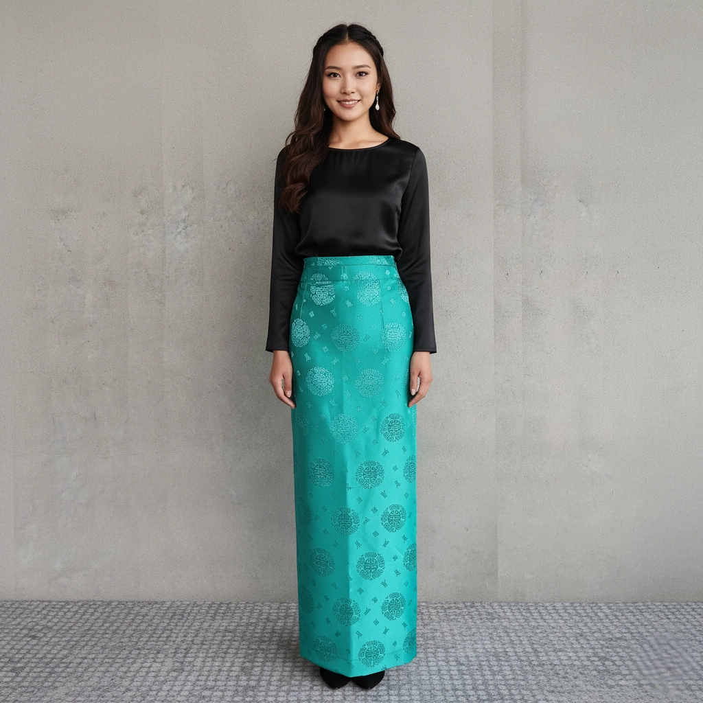 Woman wearing Turquoise Half Bakhu